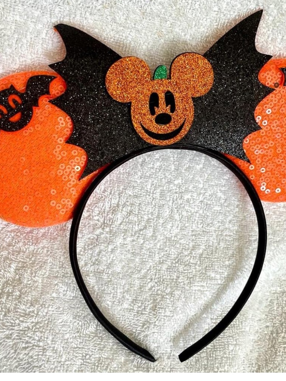 #2662**Mickey Mouse Halloween Bats & Pumpkin Headband - Orange & Black - Picture 6 of 17